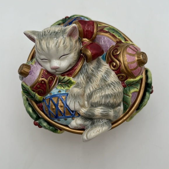 Fitz & Floyd Kristmas Kitty Lidded Box, Essentials, Candy Bowl, Trinkets - Picture 5 of 16